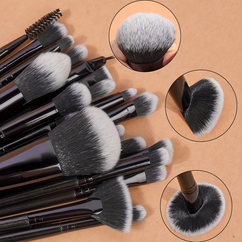 20-Piece Deluxe Makeup Brush Set + 9-Pc Makeup Sponge Set - Portable Travel Foundation Brush Kit with Powder Puff, Finger Puff, and Blusher Brush - Perfect Mother's Day Gift for Beauty Enthusiasts
