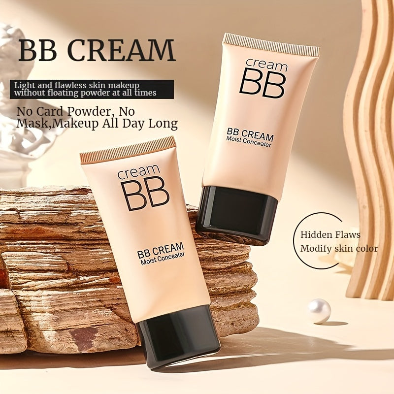 Waterproof BB Cream Full Coverage Concealer, Natural/Ivory 1.41OZ, Long Lasting Foundation Make Up, Oil Control, Even Skin Tone, Hide Pores, Christmas Gift