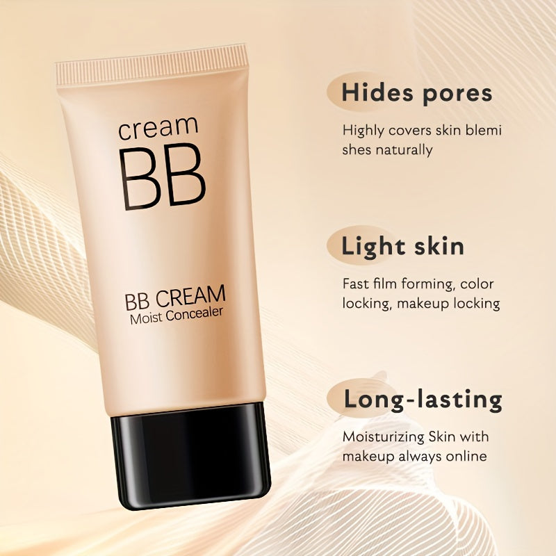 Waterproof BB Cream Full Coverage Concealer, Natural/Ivory 1.41OZ, Long Lasting Foundation Make Up, Oil Control, Even Skin Tone, Hide Pores, Christmas Gift