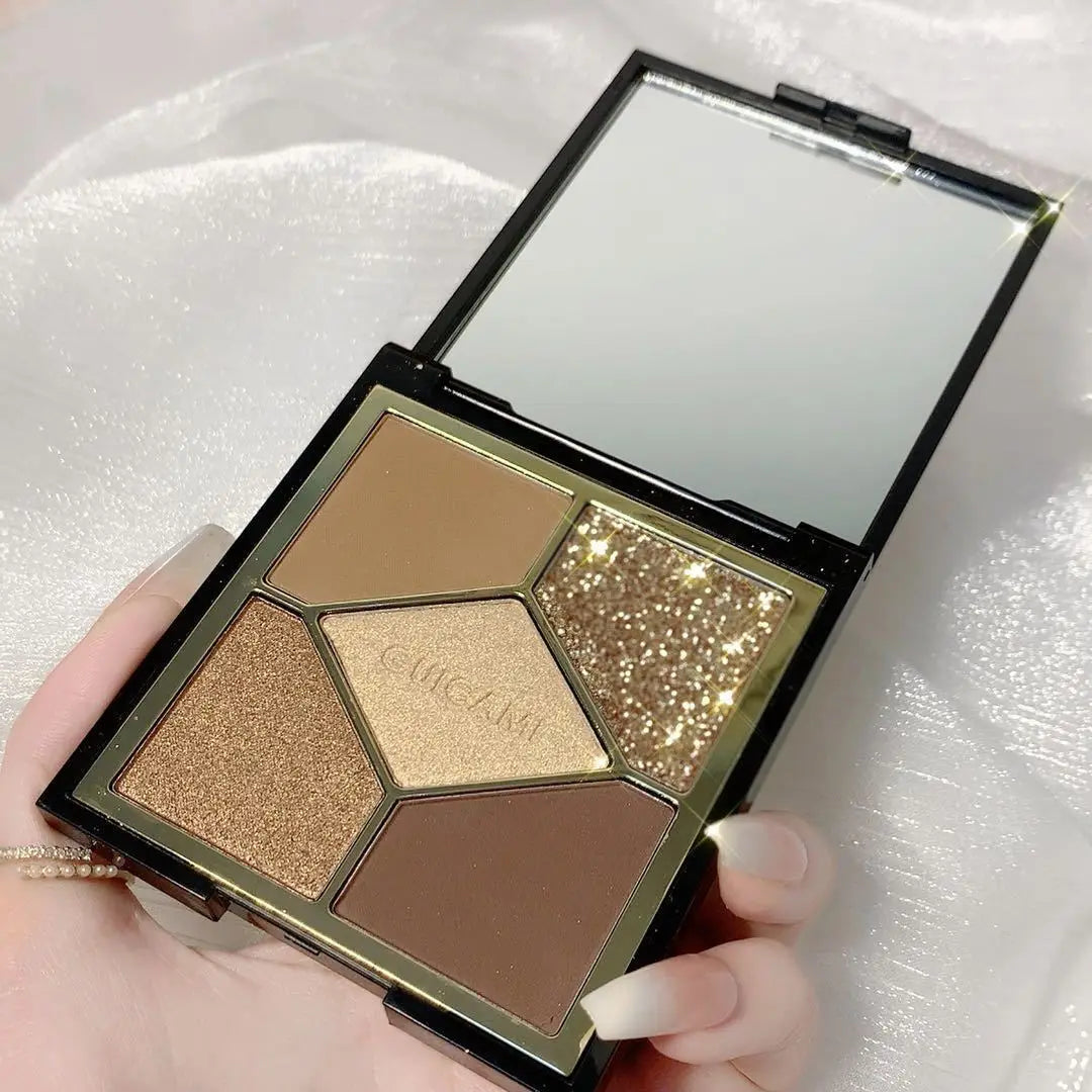Five-color Pearlescent Eyeshadow Palette Five-color Eyeshadow Eye Makeup Palette Cosmetics Earth Color INS Popular Eyeshadow