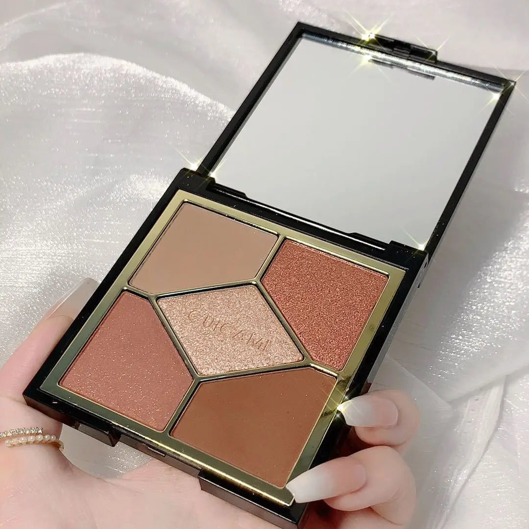 Five-color Pearlescent Eyeshadow Palette Five-color Eyeshadow Eye Makeup Palette Cosmetics Earth Color INS Popular Eyeshadow
