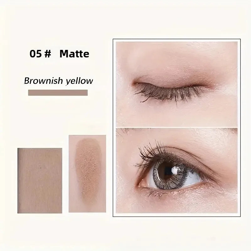 12-color eyeshadow palette, with a brush, waterproof and long-lasting, a tool for shiny makeup looks, suitable for all light bei