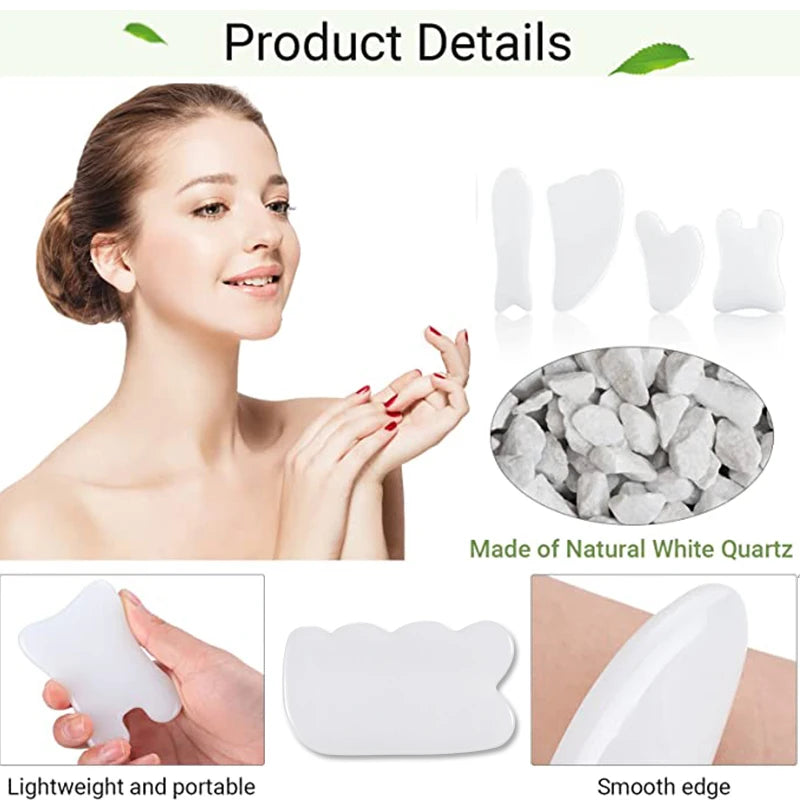 Natural White Jade Gua Sha Board Jade Stone Scraping Massager Gouache Scraper Facial Lift SPA Acupuncture Skin Care Tools