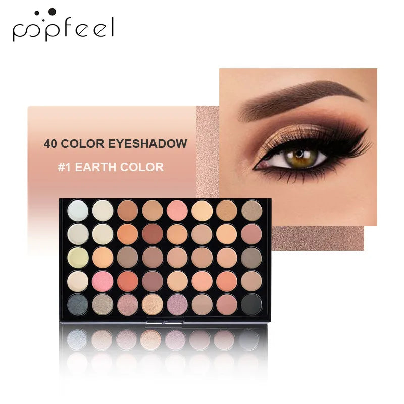 POPFEEL 40 Color Earth Tones &Rainbow Shades Eyeshadow Palette -Long-Lasting, Highly Pigmented, Smooth Matte and Shimmer Finish