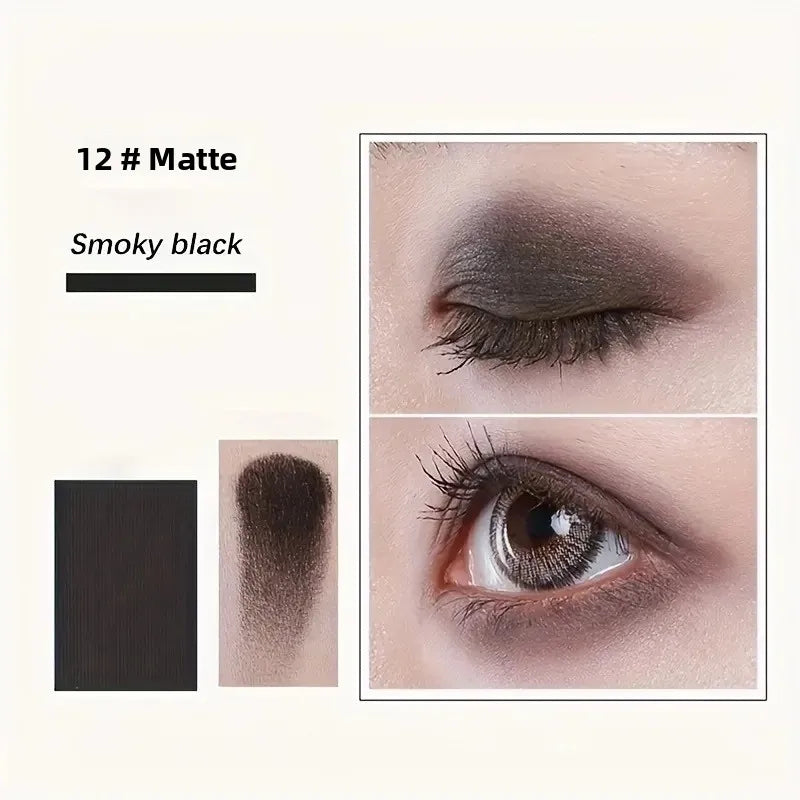12-color eyeshadow palette, with a brush, waterproof and long-lasting, a tool for shiny makeup looks, suitable for all light bei