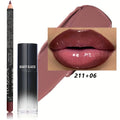 2pcs/Set Smooth Lip Liner+Lip Oil Set Lip Combo Waterproof Lip Liner  Makeup, Long-Lasting Moisturizing Lip Makeup Lip Plump