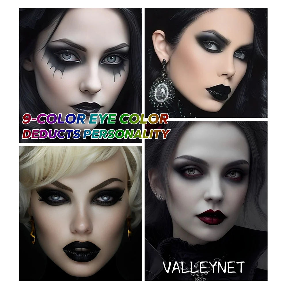 9 Color Portable Eyeshadow Palette Waterproof Pigmented Matte Smoky Gothic Dark Black Shiny Eye Makeup