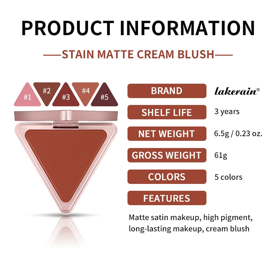 Higher Standard Satin Matte Cream Blush Long-Lasting Makeup Blush Brightening Low Saturation Shrinking and Expanding Natural