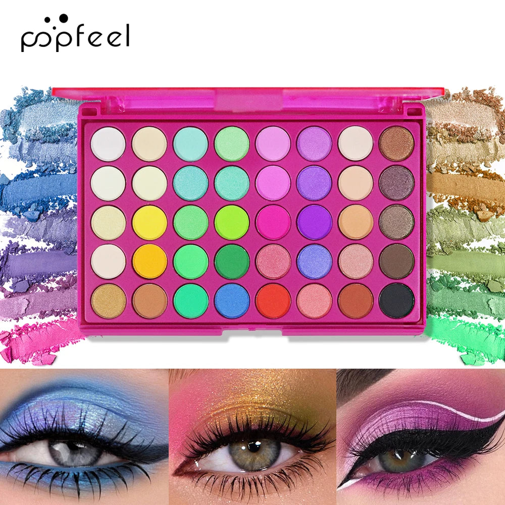 POPFEEL 40 Color Earth Tones &Rainbow Shades Eyeshadow Palette -Long-Lasting, Highly Pigmented, Smooth Matte and Shimmer Finish