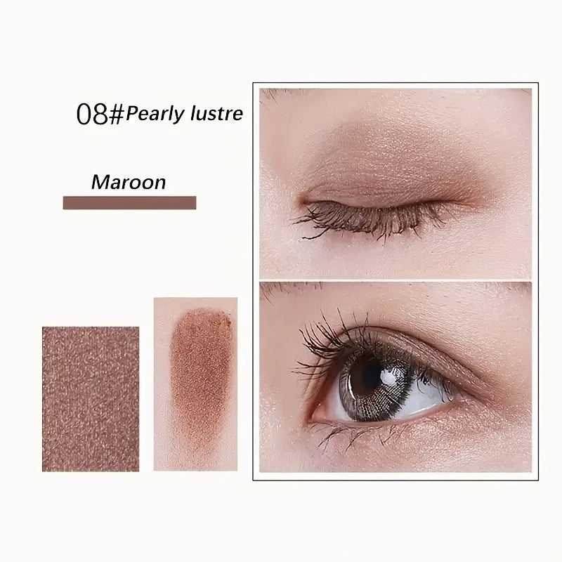 12-color eyeshadow palette, with a brush, waterproof and long-lasting, a tool for shiny makeup looks, suitable for all light bei