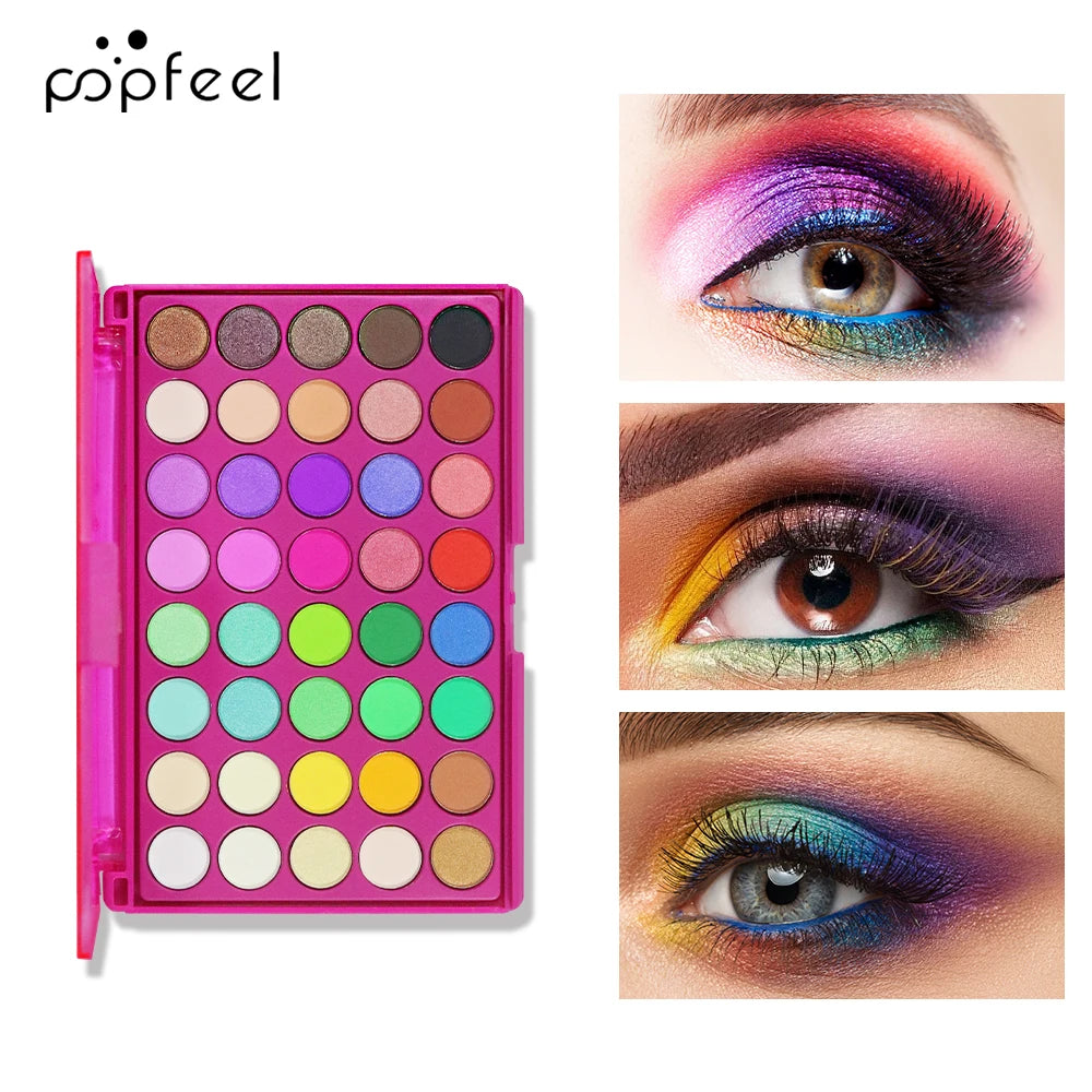 POPFEEL 40 Color Earth Tones &Rainbow Shades Eyeshadow Palette -Long-Lasting, Highly Pigmented, Smooth Matte and Shimmer Finish