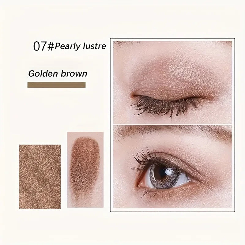 12-color eyeshadow palette, with a brush, waterproof and long-lasting, a tool for shiny makeup looks, suitable for all light bei